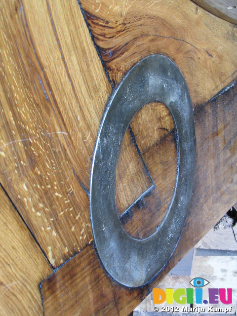 SX24510 Metal circle in keel of historic boat